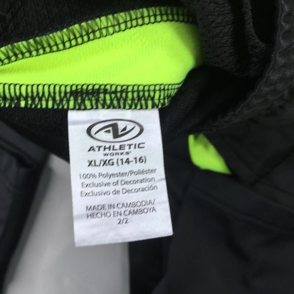 Athletic Works Youth Kids Track Pants Extra Large 14-16 Black Green Activewear - Picture 8 of 8